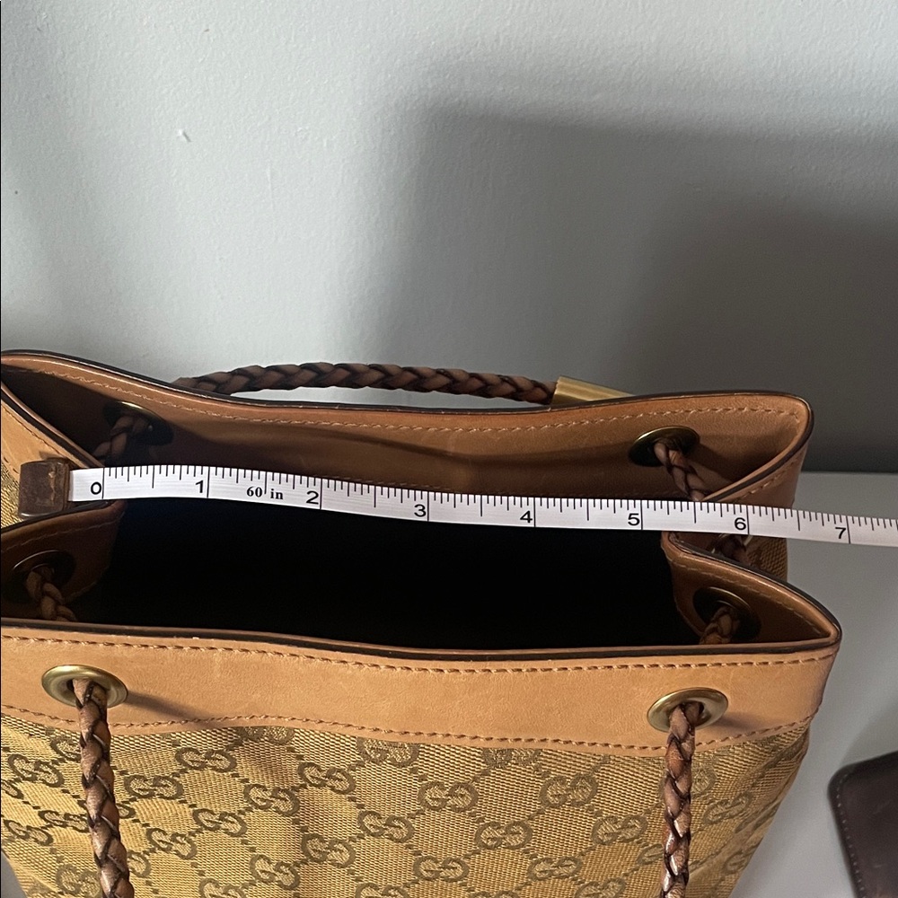 100% authentic great condition Gucci Brown Monogram Canvas Bag with Leather Trim - Picture 14 of 15